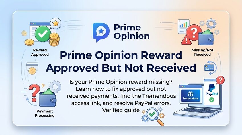 Prime Opinion reward status showing Approved but not paid